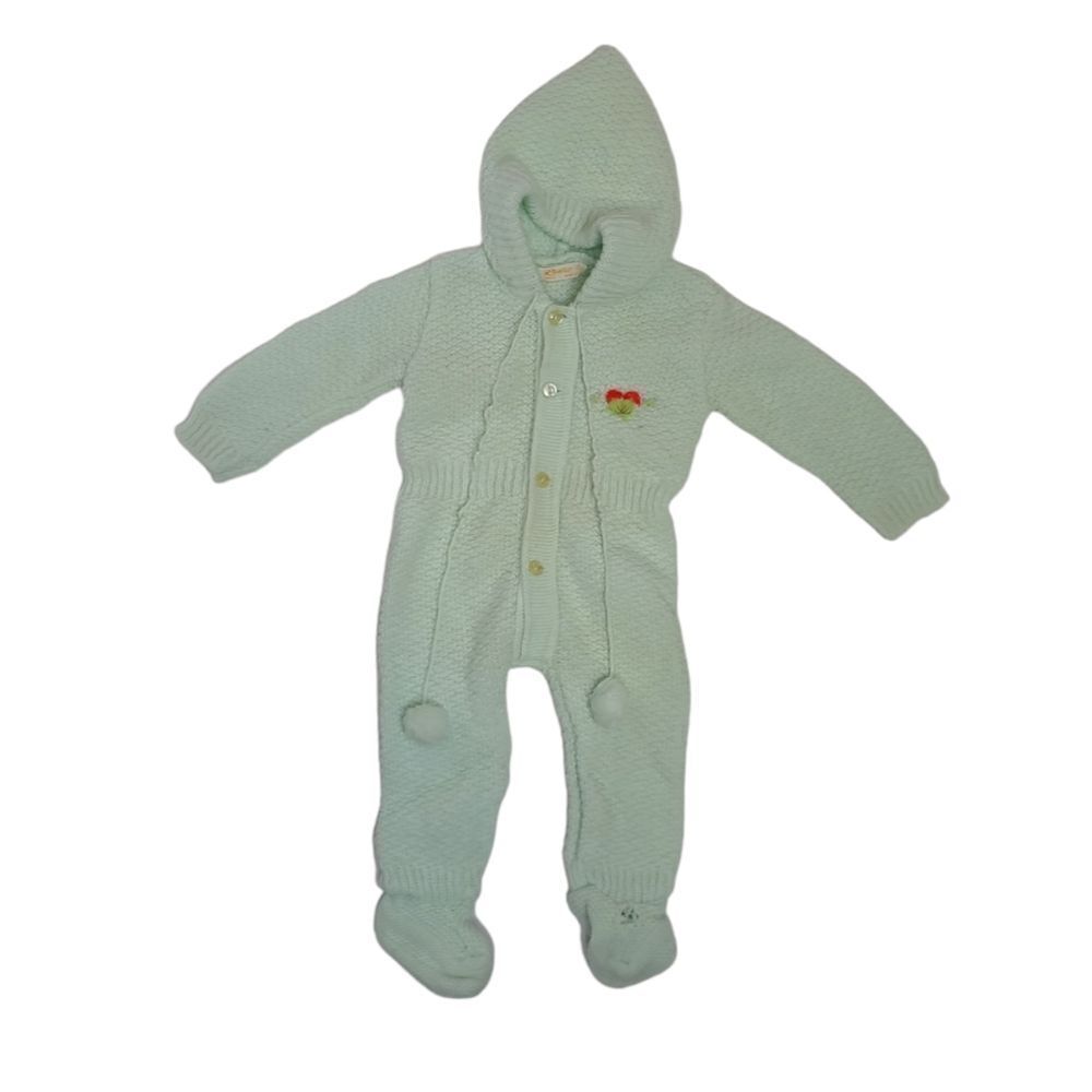 VINTAGE 60s mint green knit hooded‎ mushroom one piece outfit 3m